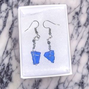 Blue Sea Glass Earrings